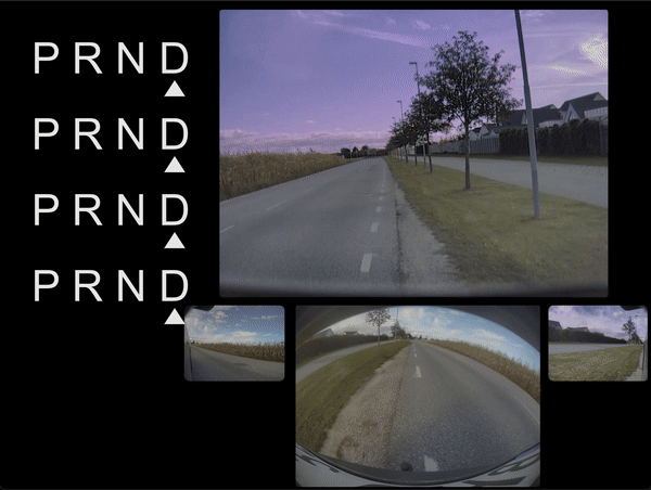 Three-point turn gear changes with data from RemotiveCloud streamed into ProtoPie.