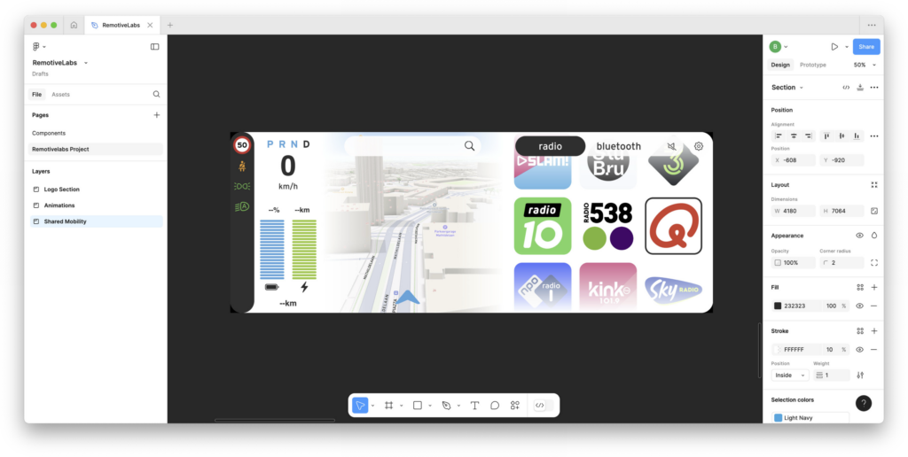 Example Figma design Automotive HMI