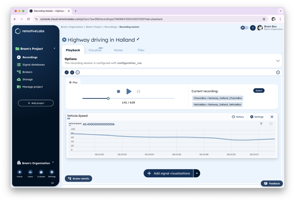 RemotiveCloud select vehicle signals